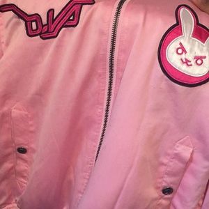 Pink bomber jacket.